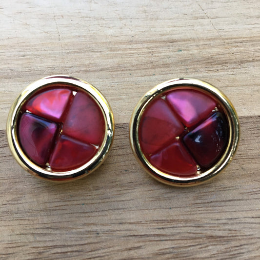 Vintage button clip on earrings