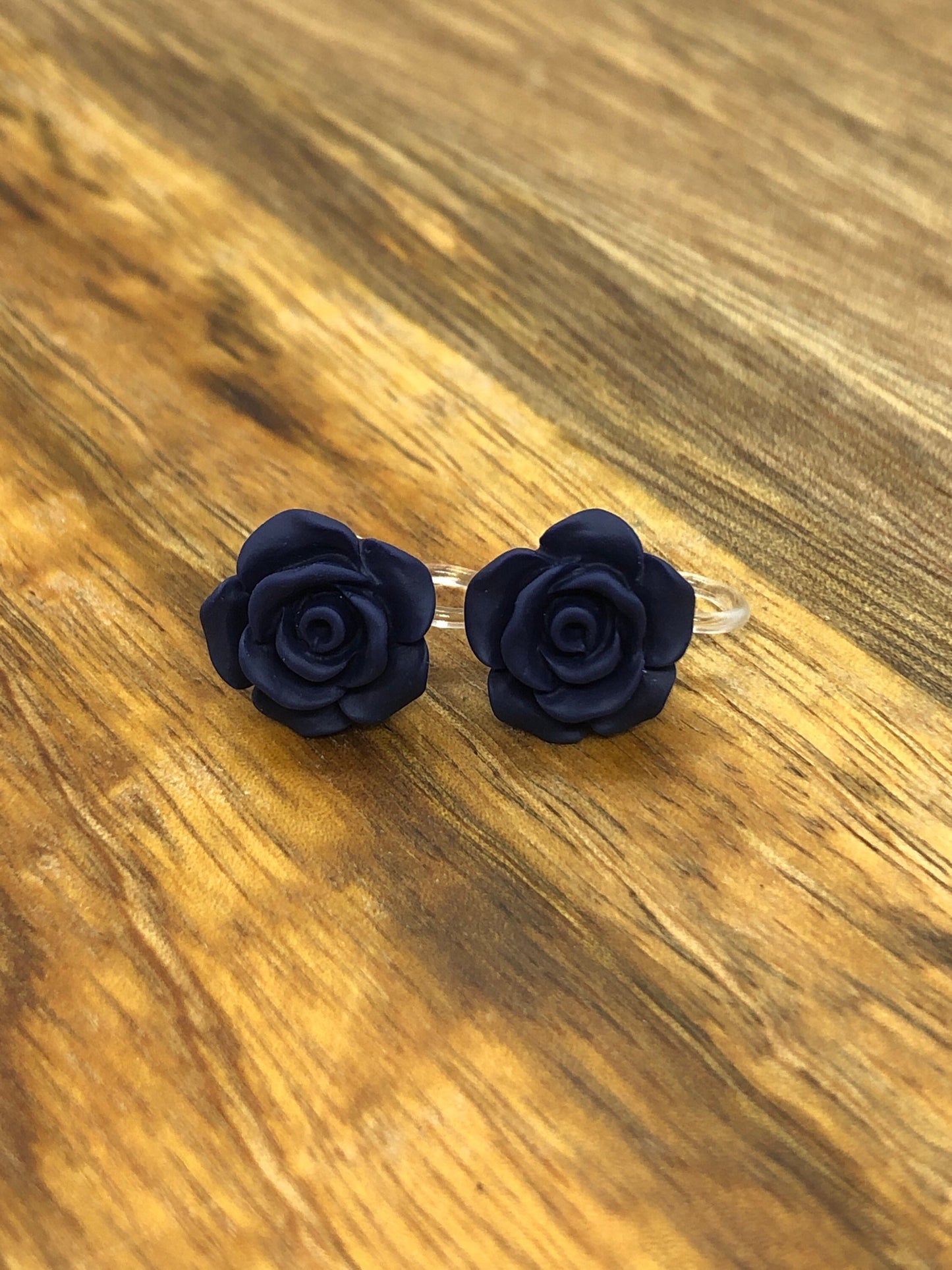 Clip on rose earrings, resin rose invisible clip on earrings, rose earrings for non-pierced ears, Matte roses