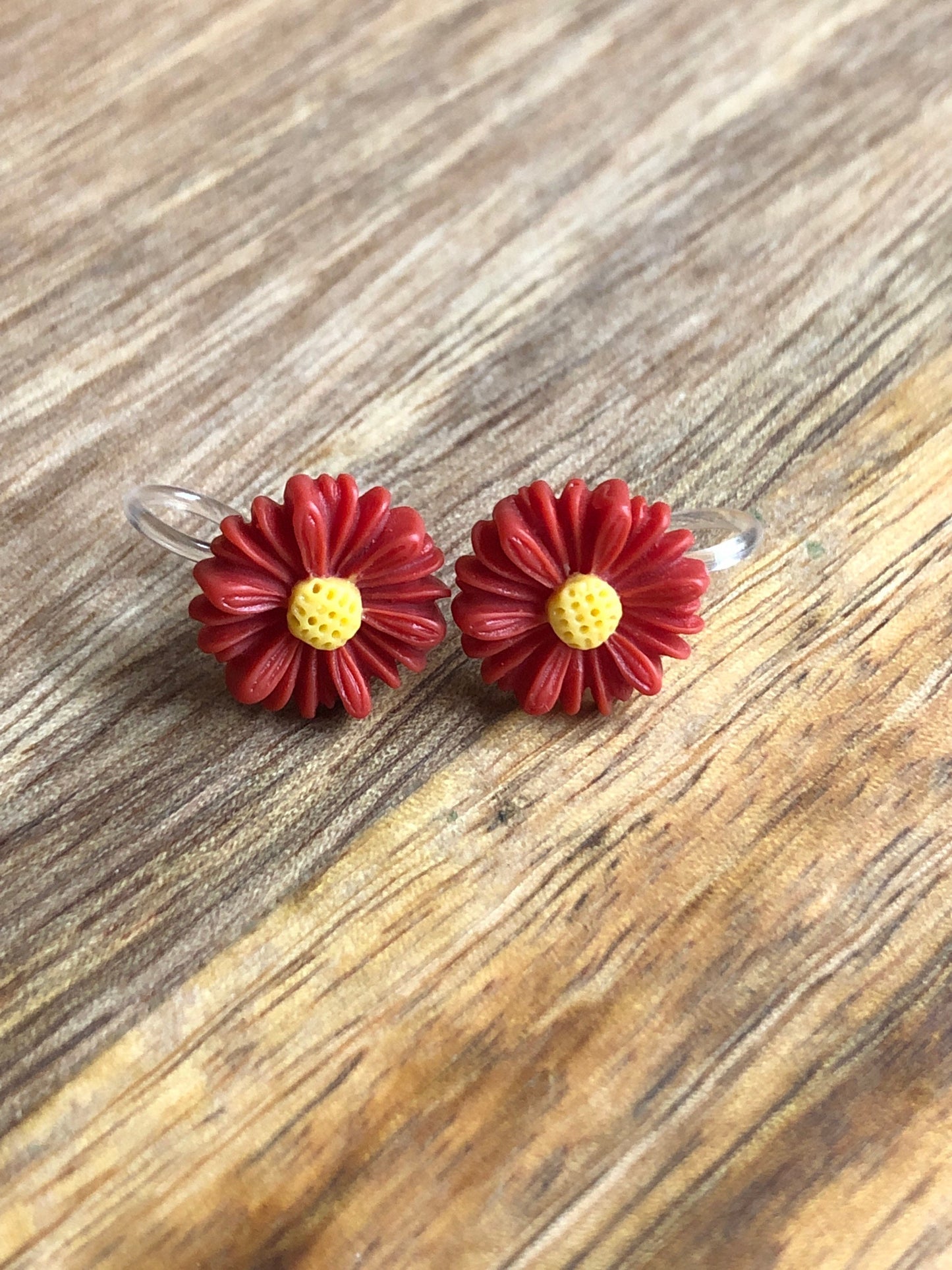 tiniest daisy clip on earrings, invisible clip on flower earrings