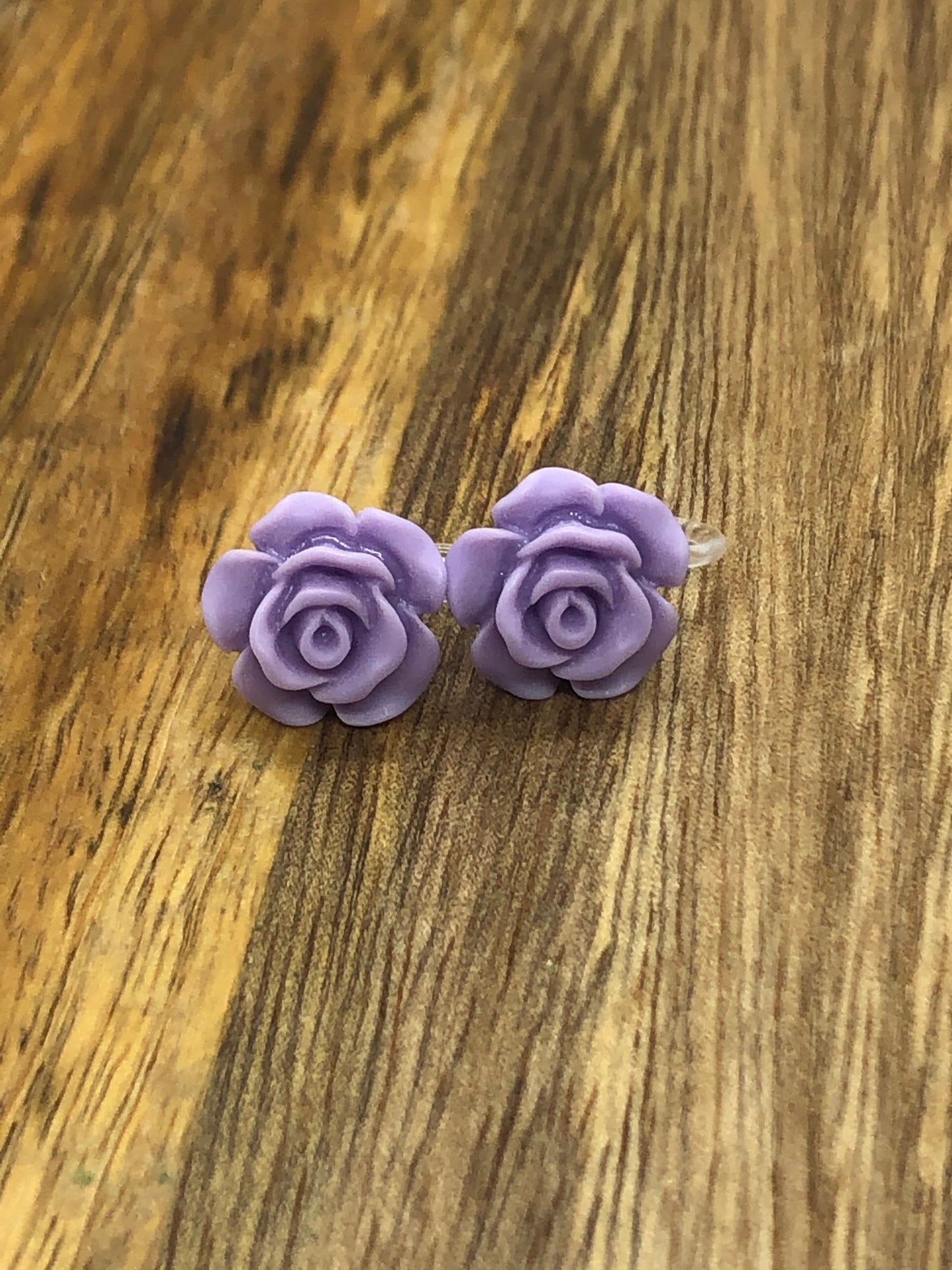 resin rose clip-on earrings, invisible clip flower earrings, no pierce earrings for unpierced ears