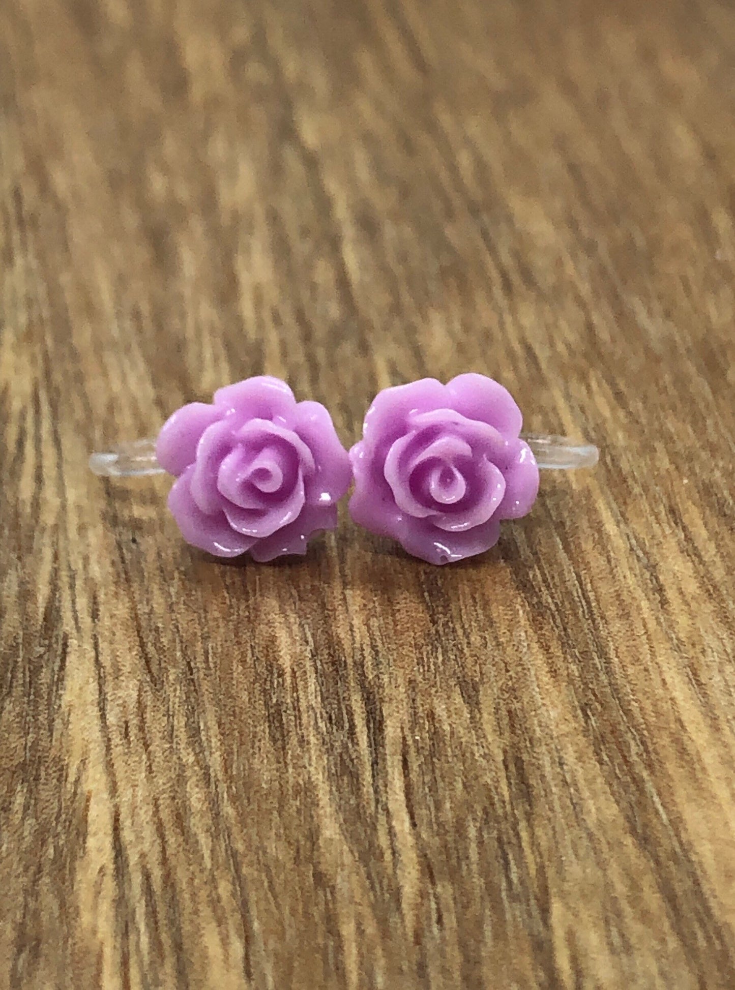 tiny dusty rose rose clip on earrings