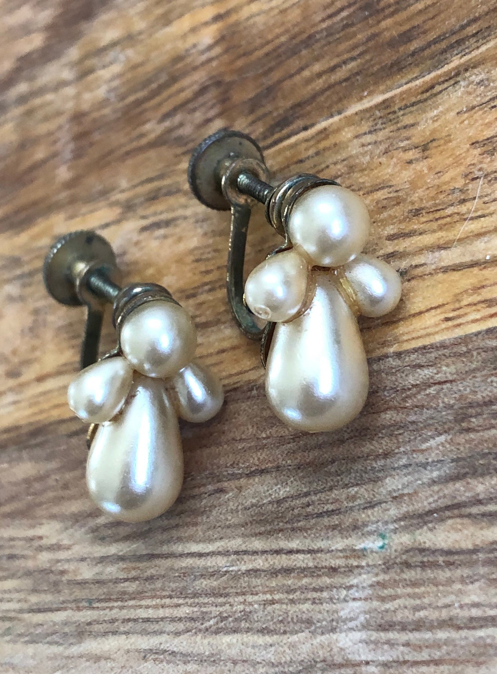 Vintage faux pearl clip on earrings