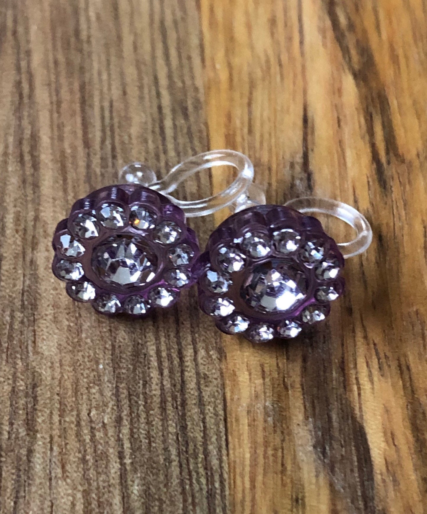 Sparkling rhinestone clip-on earrings, invisible clip on earrings (no piercing, non-pierced no pierce)