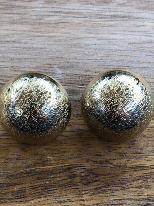 Vintage rough gold coloured dome Clip On Earrings