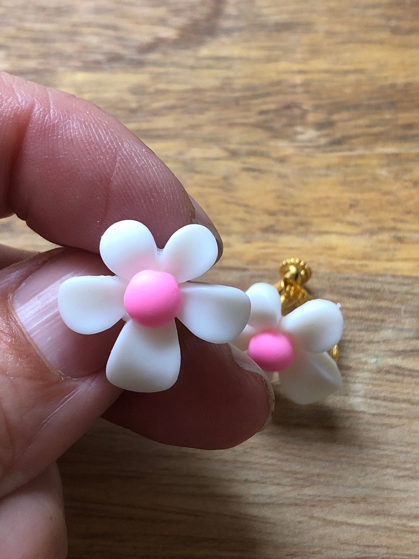 Large clip on daisy earrings,, bright coloured flowers