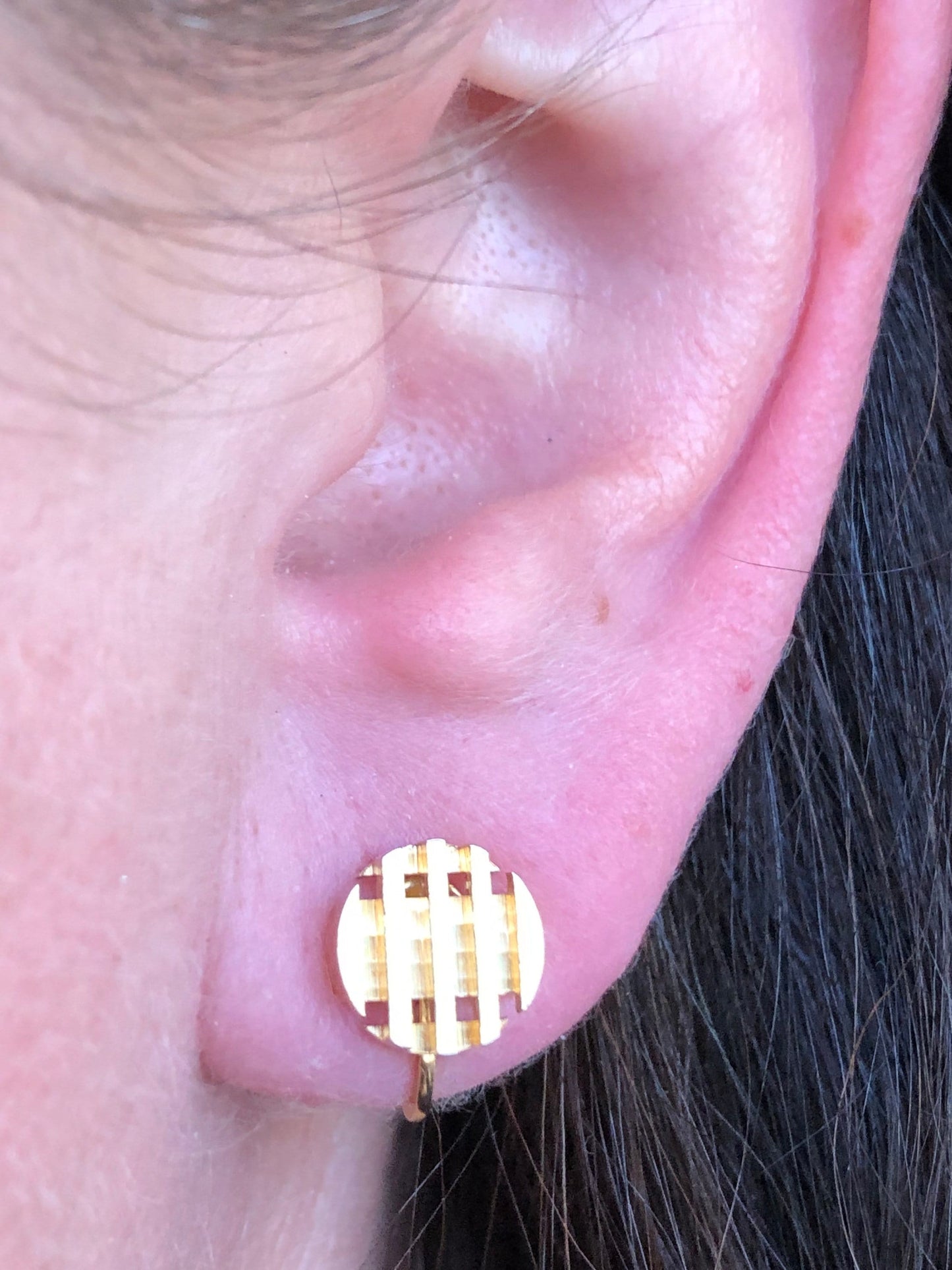 Tiny clip on gold stud geometric earrings