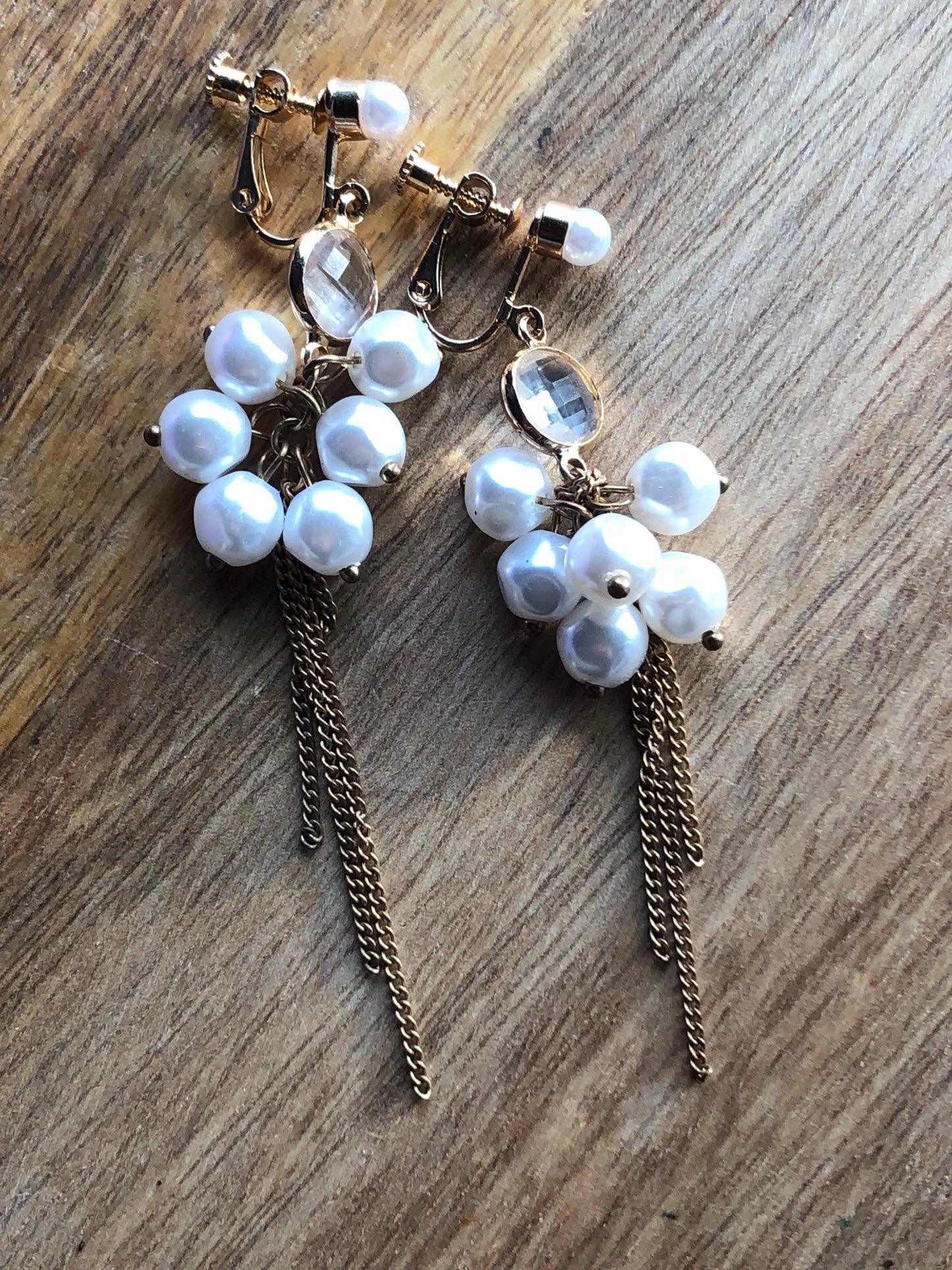 Vintage faux pearl clip on earrings