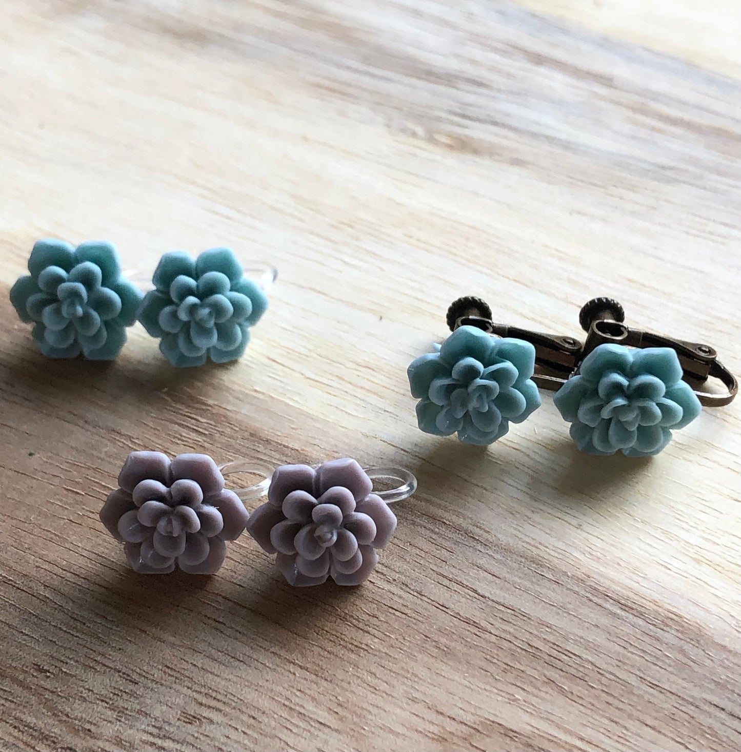 Adorable flower invisible clip on earrings, no pierce earrings for unpierced ears