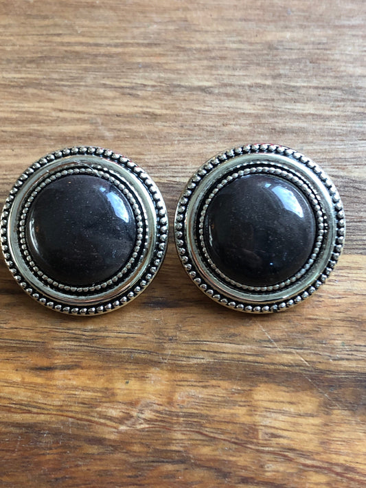 Vintage button clip on earrings