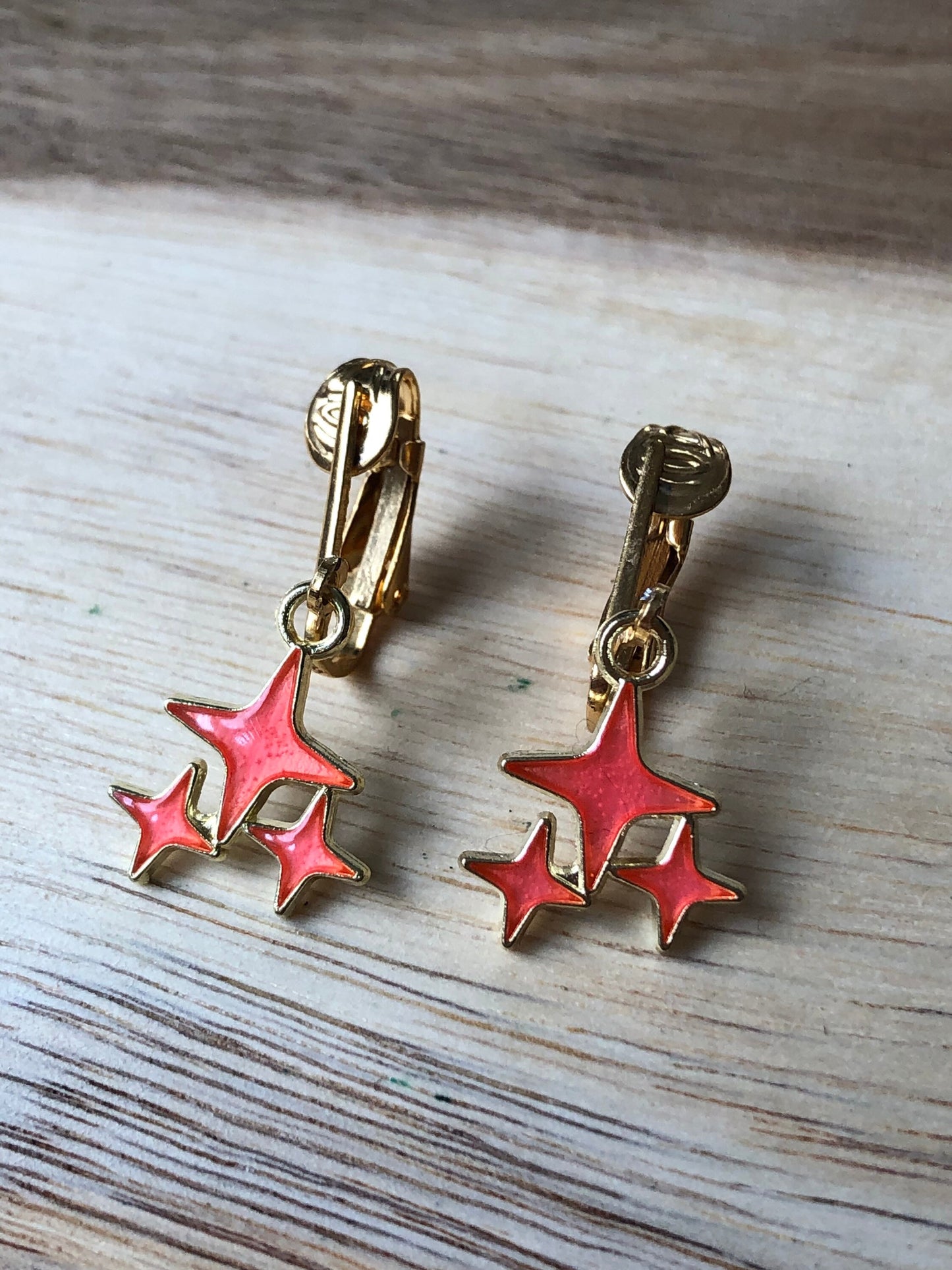 Colourful Dangling star minimalist clip on earrings (no piercing)