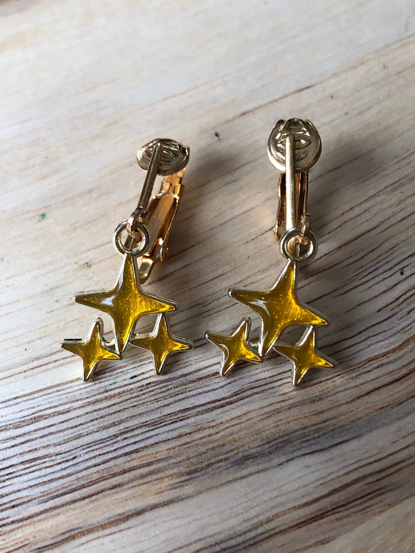 Colourful Dangling star minimalist clip on earrings (no piercing)