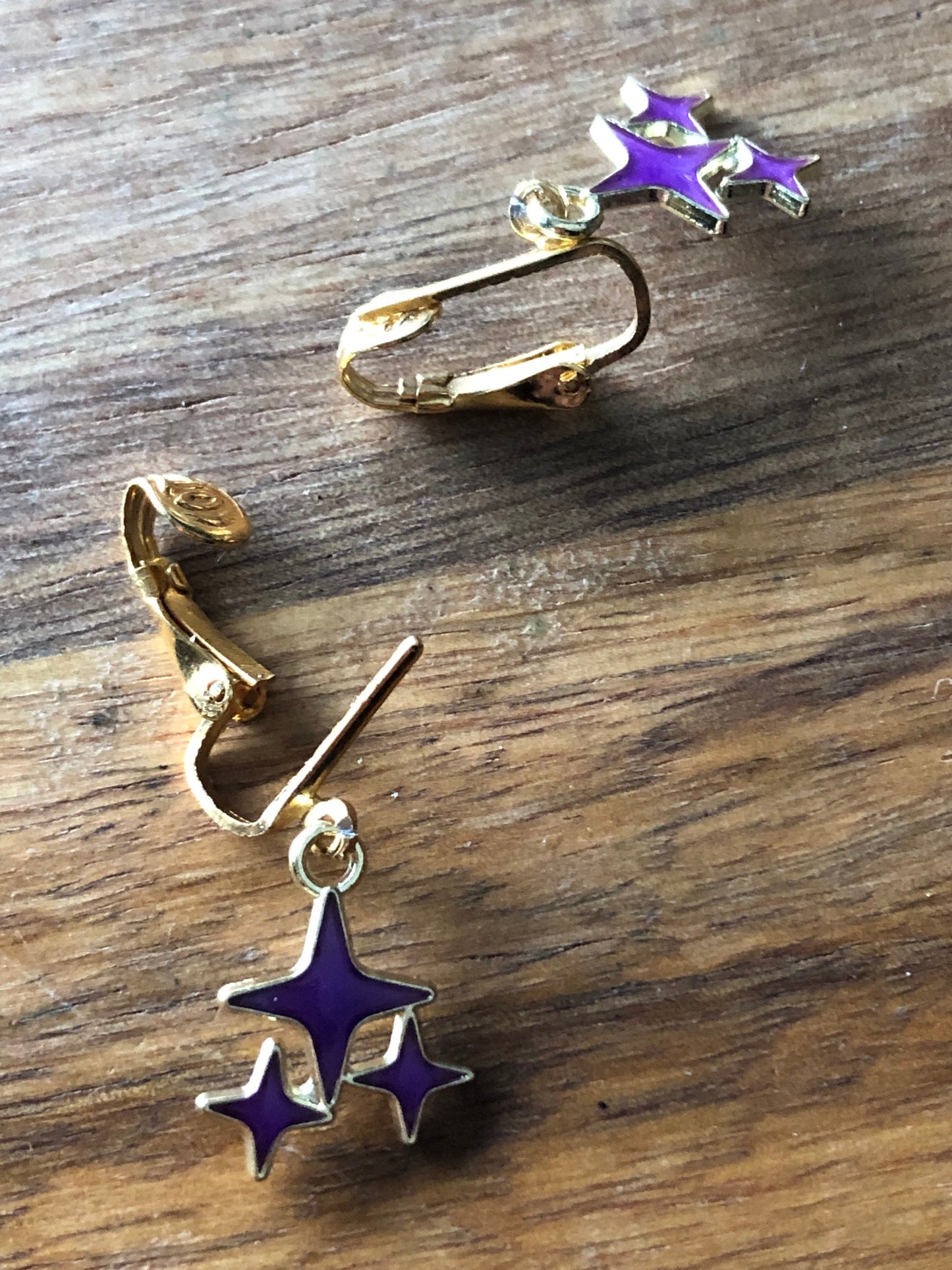 Colourful Dangling star minimalist clip on earrings (no piercing)