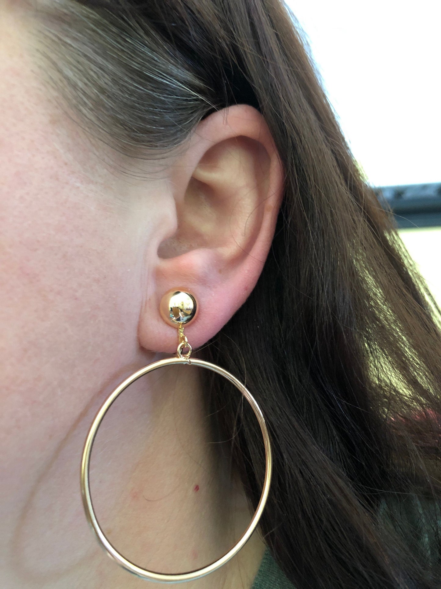 Perfect Dangling hoop clip on earrings in gold or silver (screwback OR clip on)