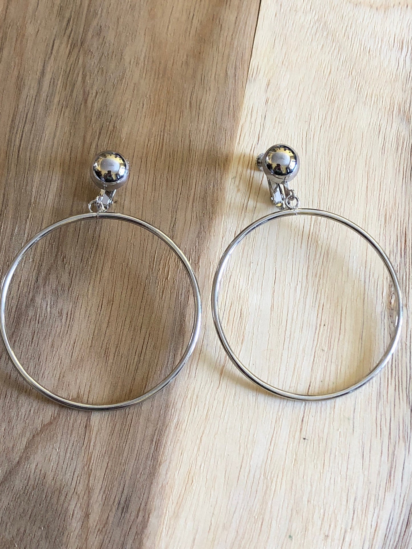 Perfect Dangling hoop clip on earrings in gold or silver (screwback OR clip on)