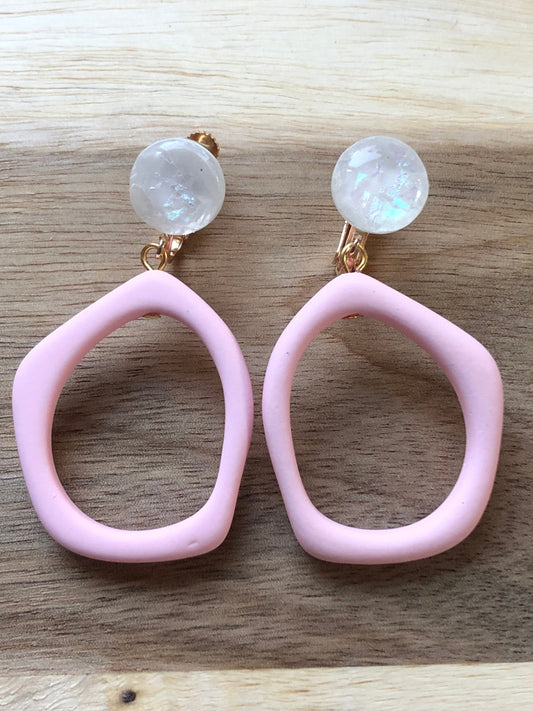 irregular dangling clip on hoop earrings