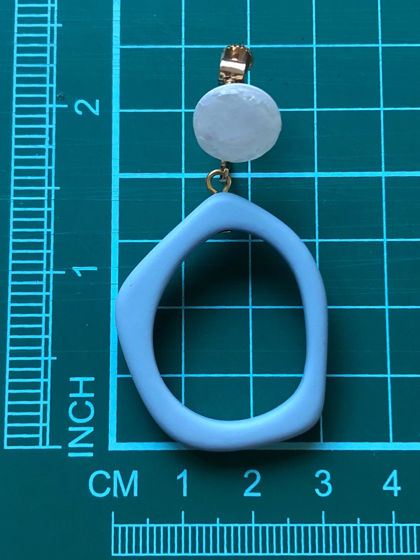 Dangling clip on irregular plastic hoop earrings, pastel dangling hoop earrings