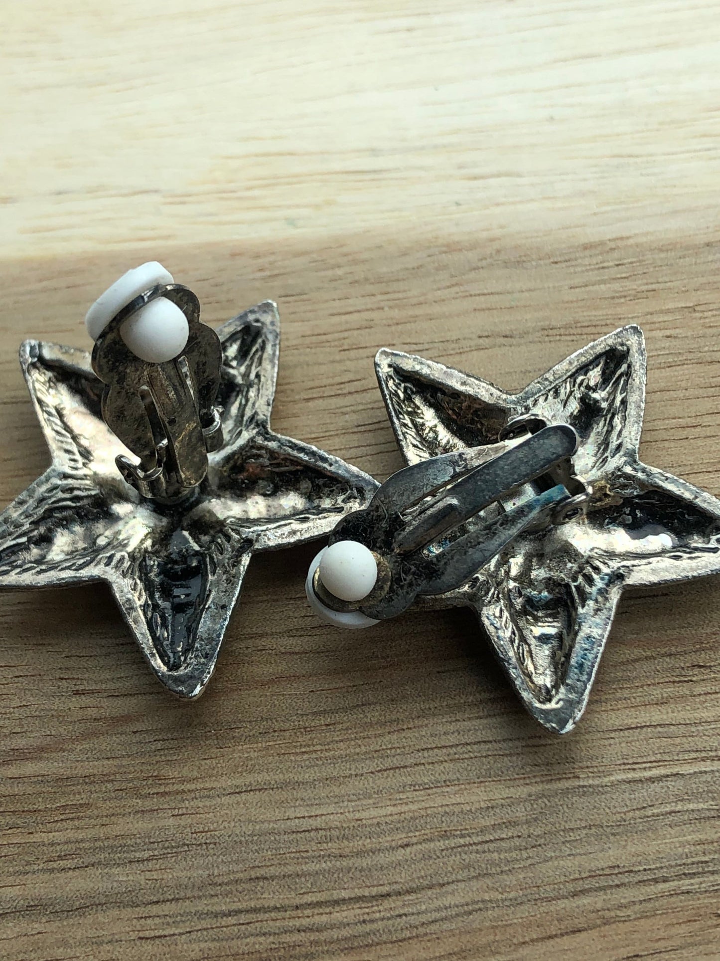 Vintage bronze star clip on earrings