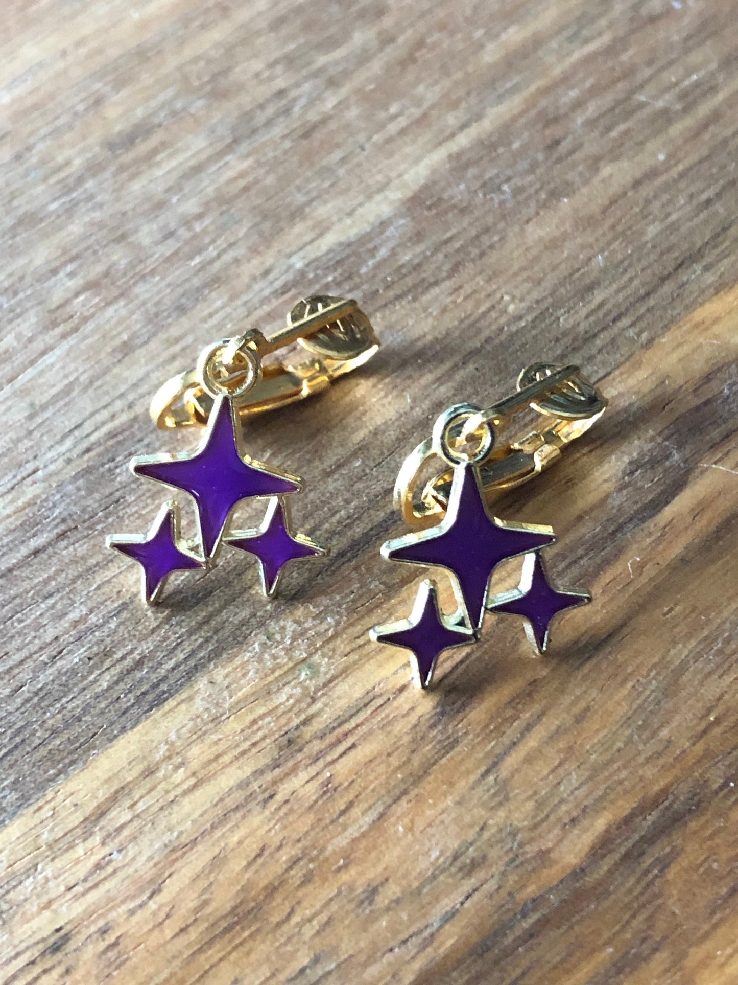 Colourful Dangling star minimalist clip on earrings (no piercing)