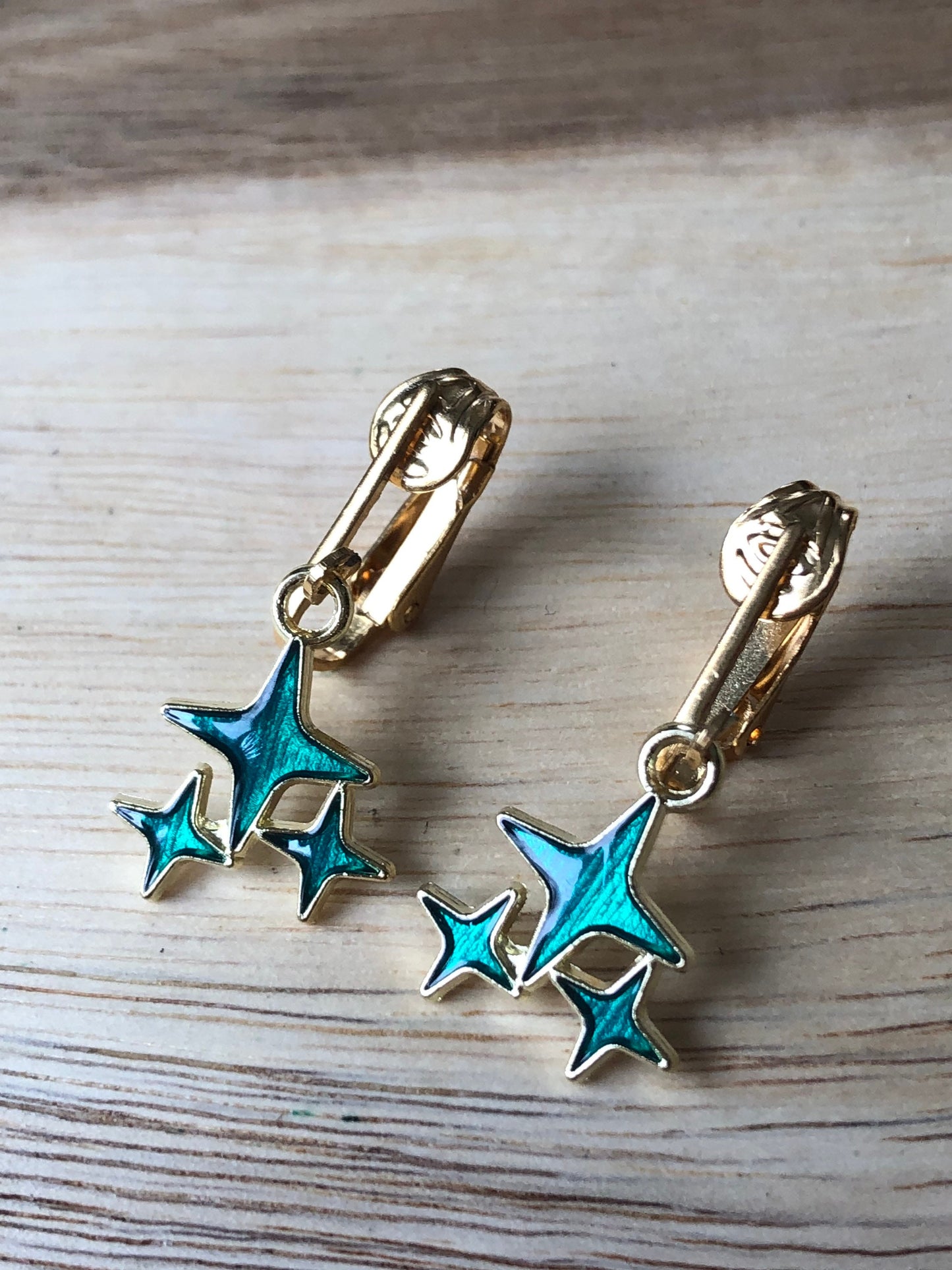 Colourful Dangling star minimalist clip on earrings (no piercing)