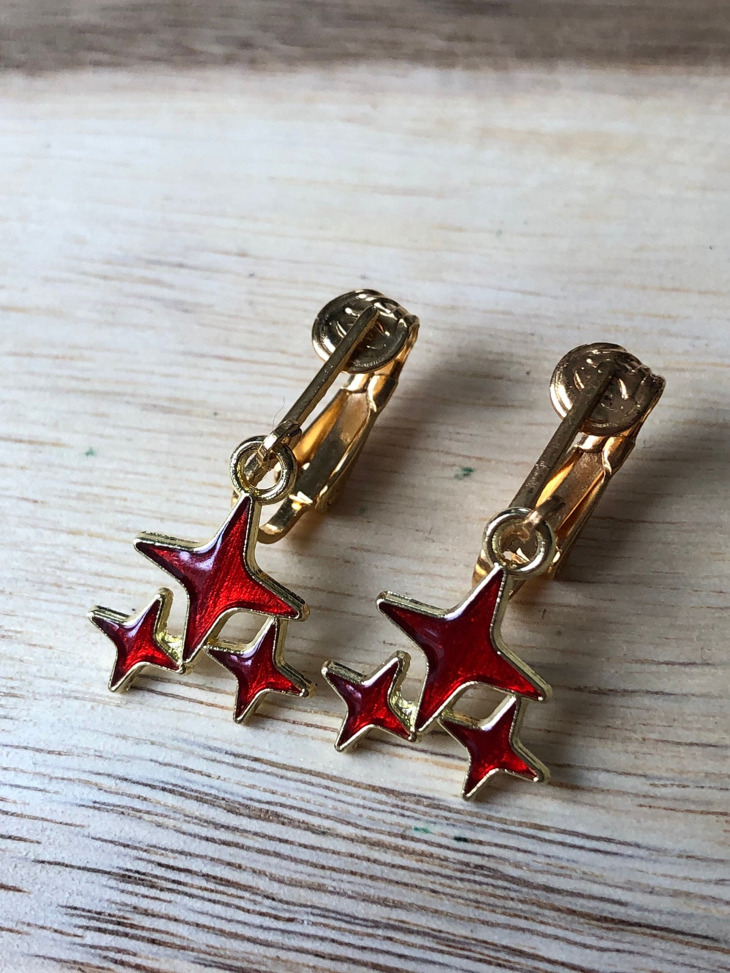 Colourful Dangling star minimalist clip on earrings (no piercing)