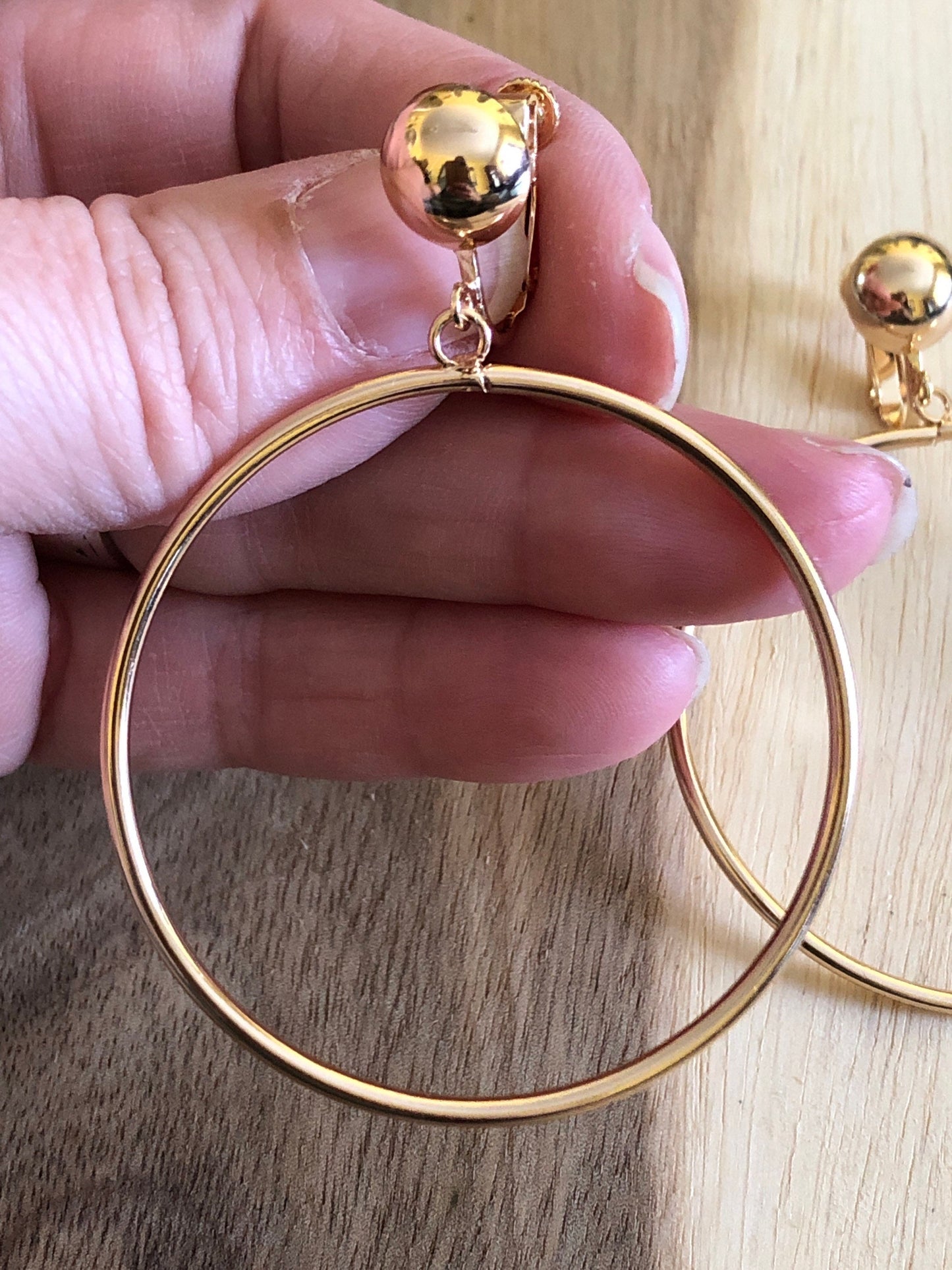 Perfect Dangling hoop clip on earrings in gold or silver (screwback OR clip on)