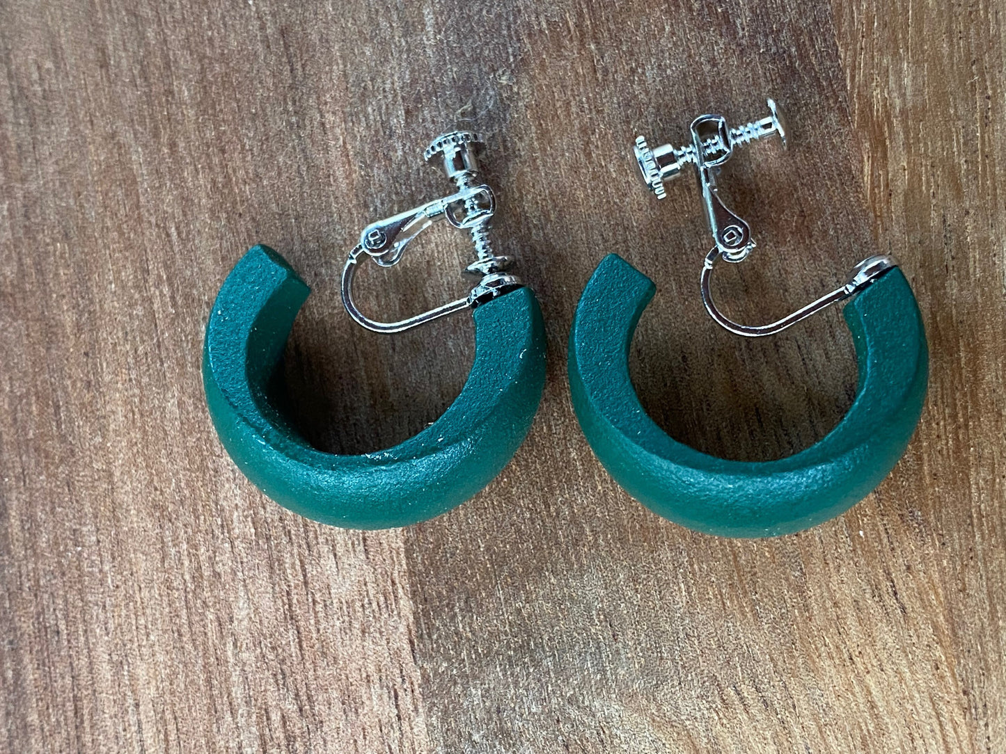 Muted wooden clip on hoop earrings | Neutral clip on hoops