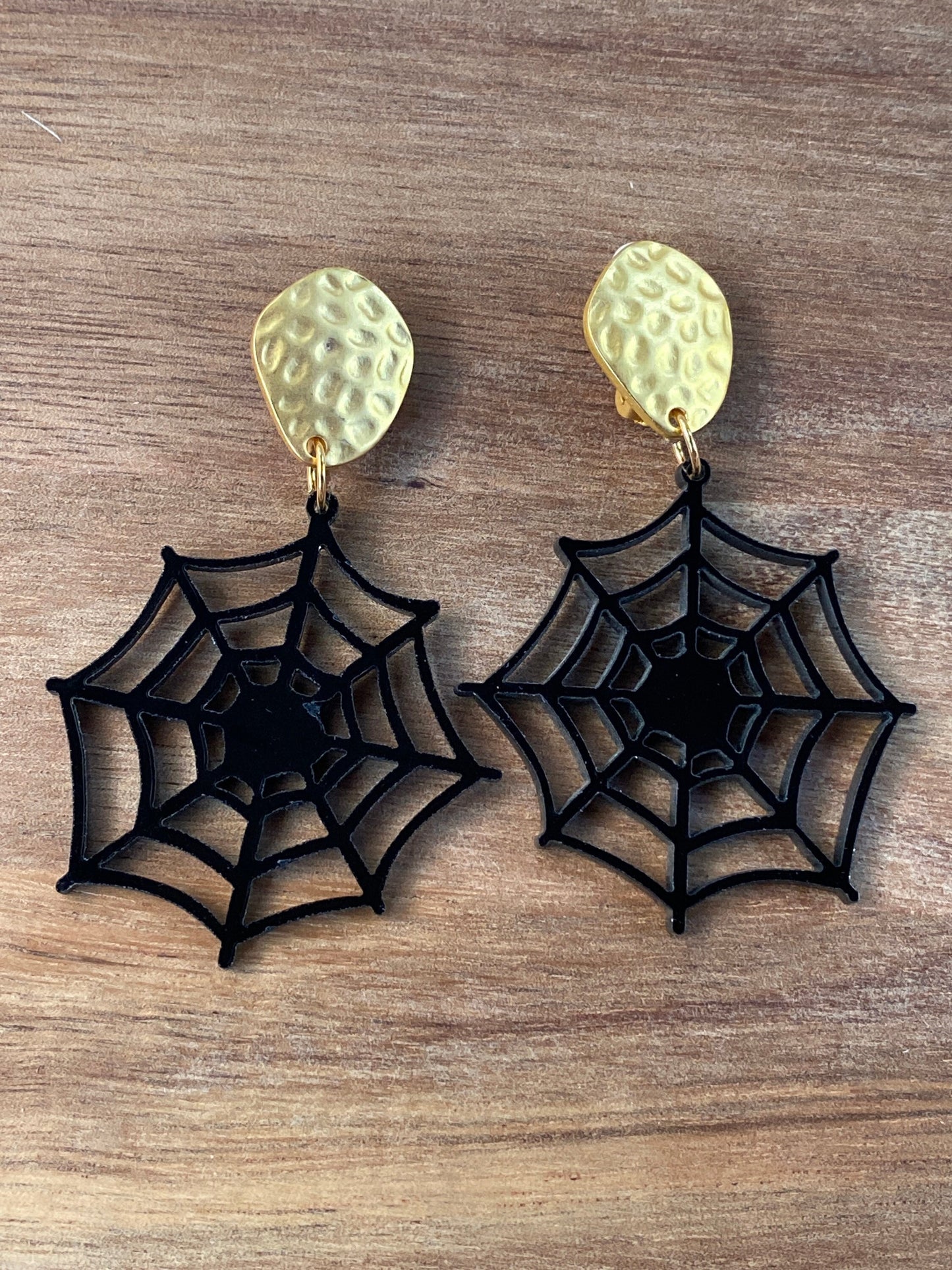 Big Halloween dangling laser cut plastic clip on earrings