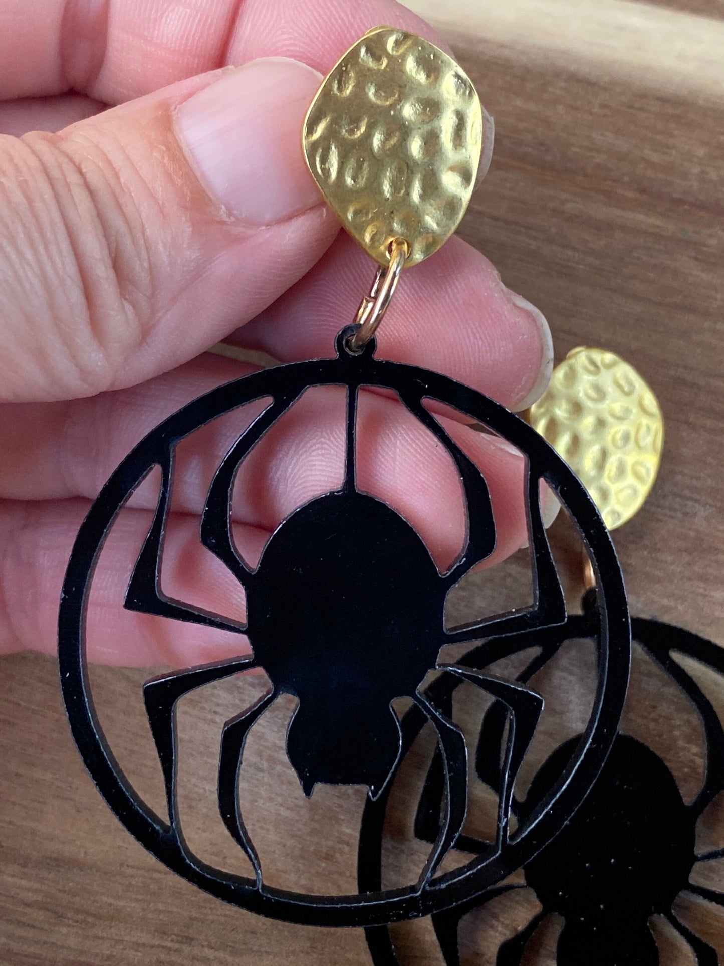 Big Halloween dangling laser cut plastic clip on earrings