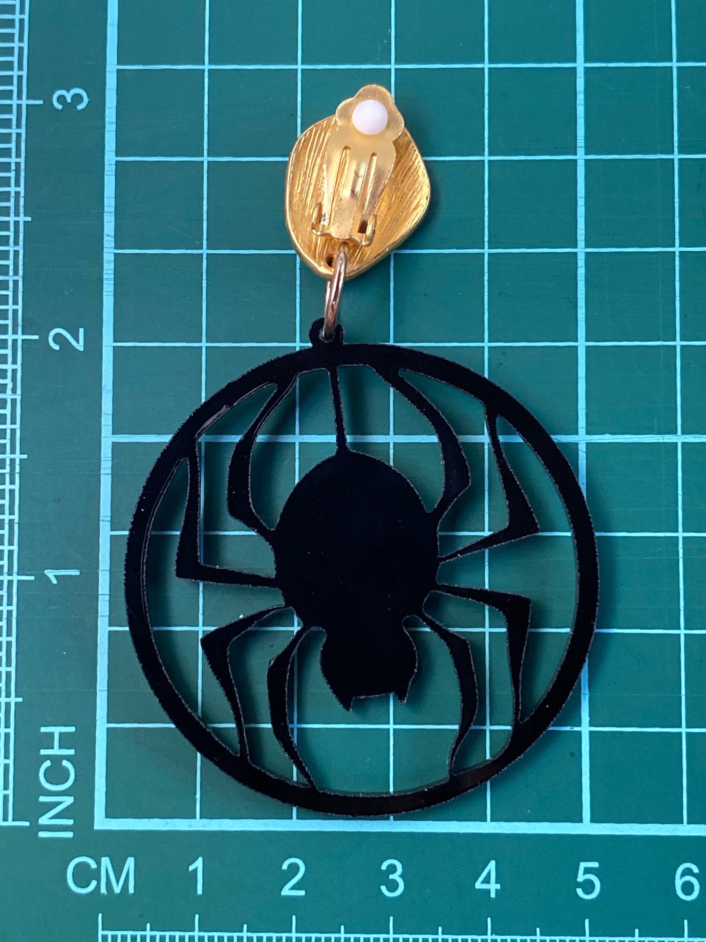 Big Halloween dangling laser cut plastic clip on earrings