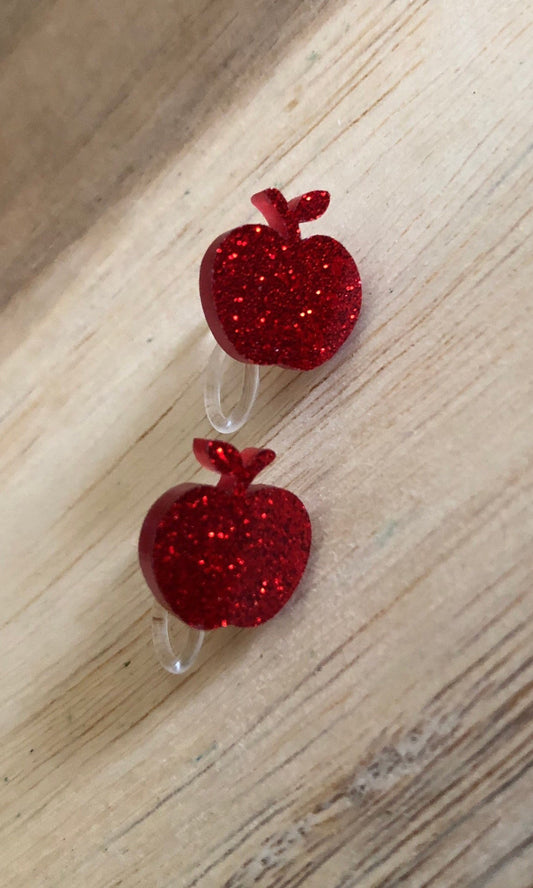 tiny glittery fruit clip on earrings, invisible clip on earrings