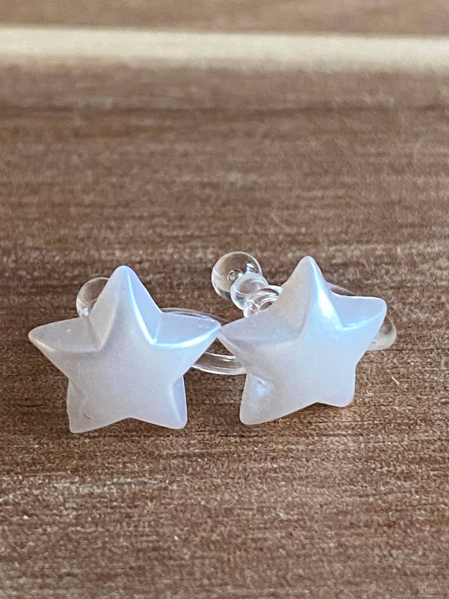 tiny faux pearl star clip on earrings, invisible clip on earrings