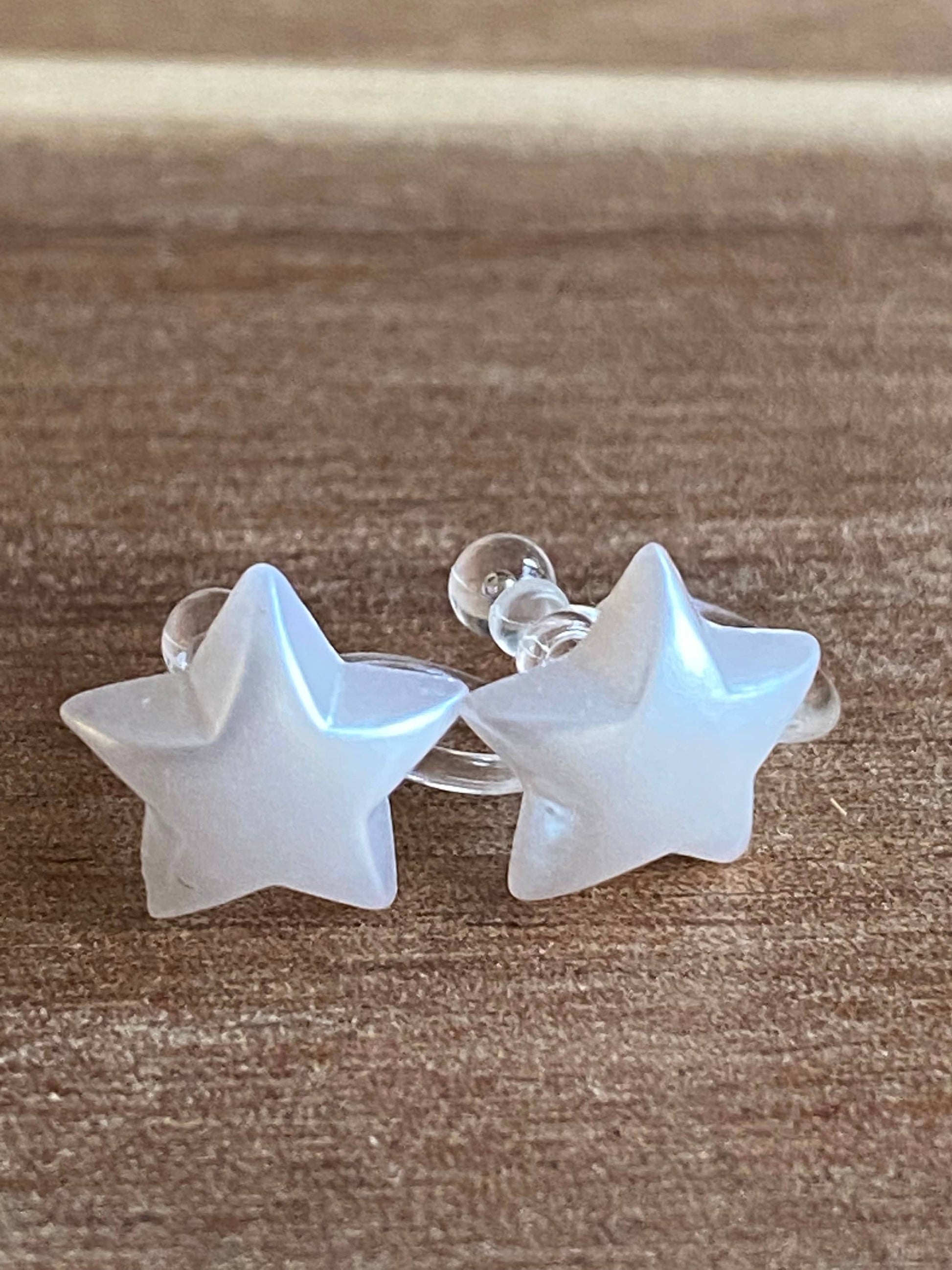 tiny faux pearl star clip on earrings, invisible clip on earrings