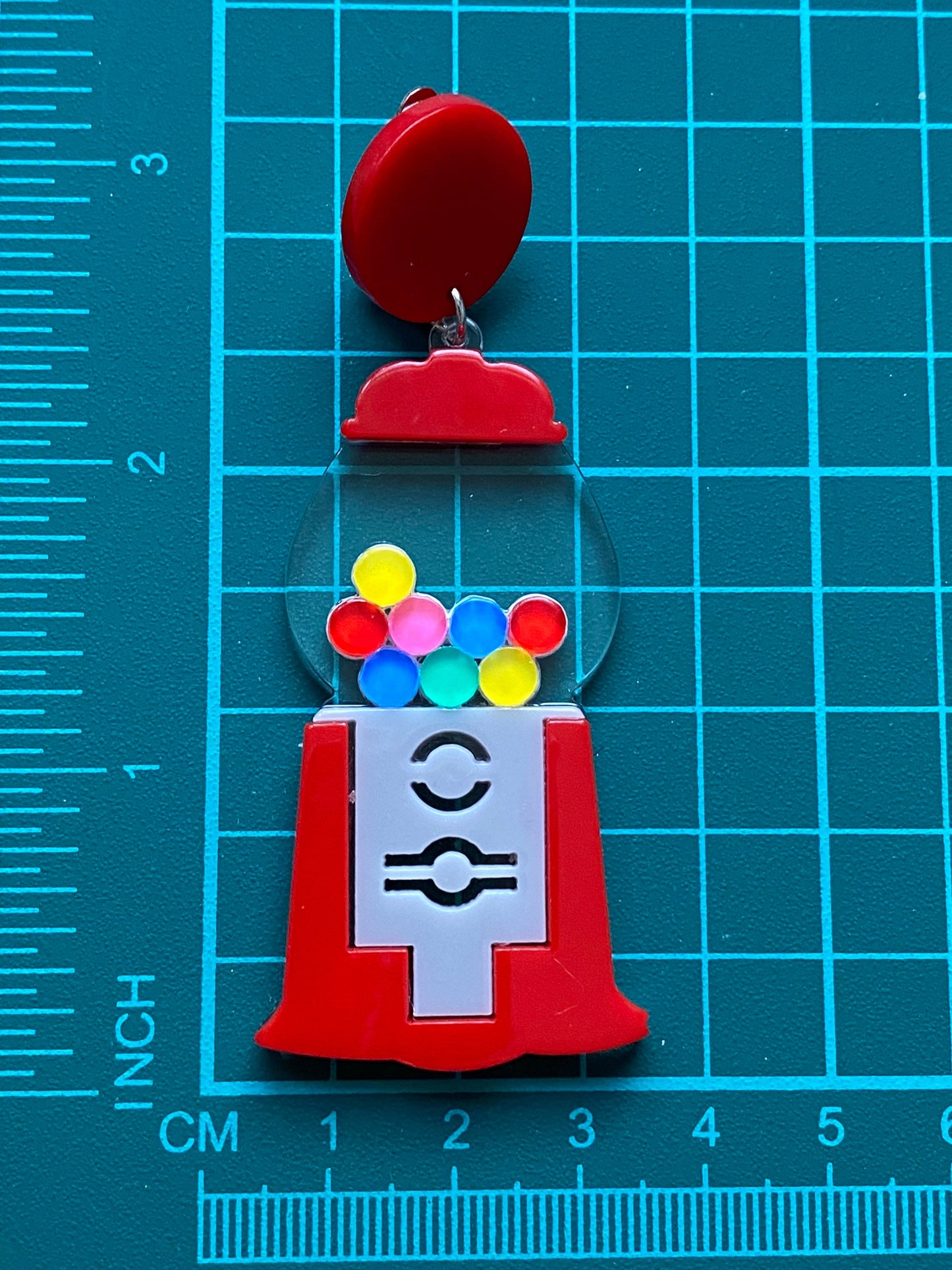 Dangling gumball machine clip on earrings (no piercing, no pierce)