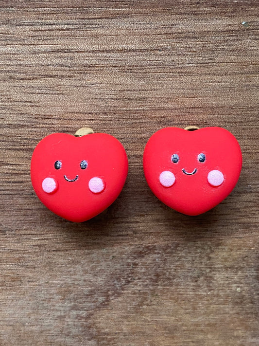 Adorable Valentine’s Day clip on earrings, red hearts, heart earrings