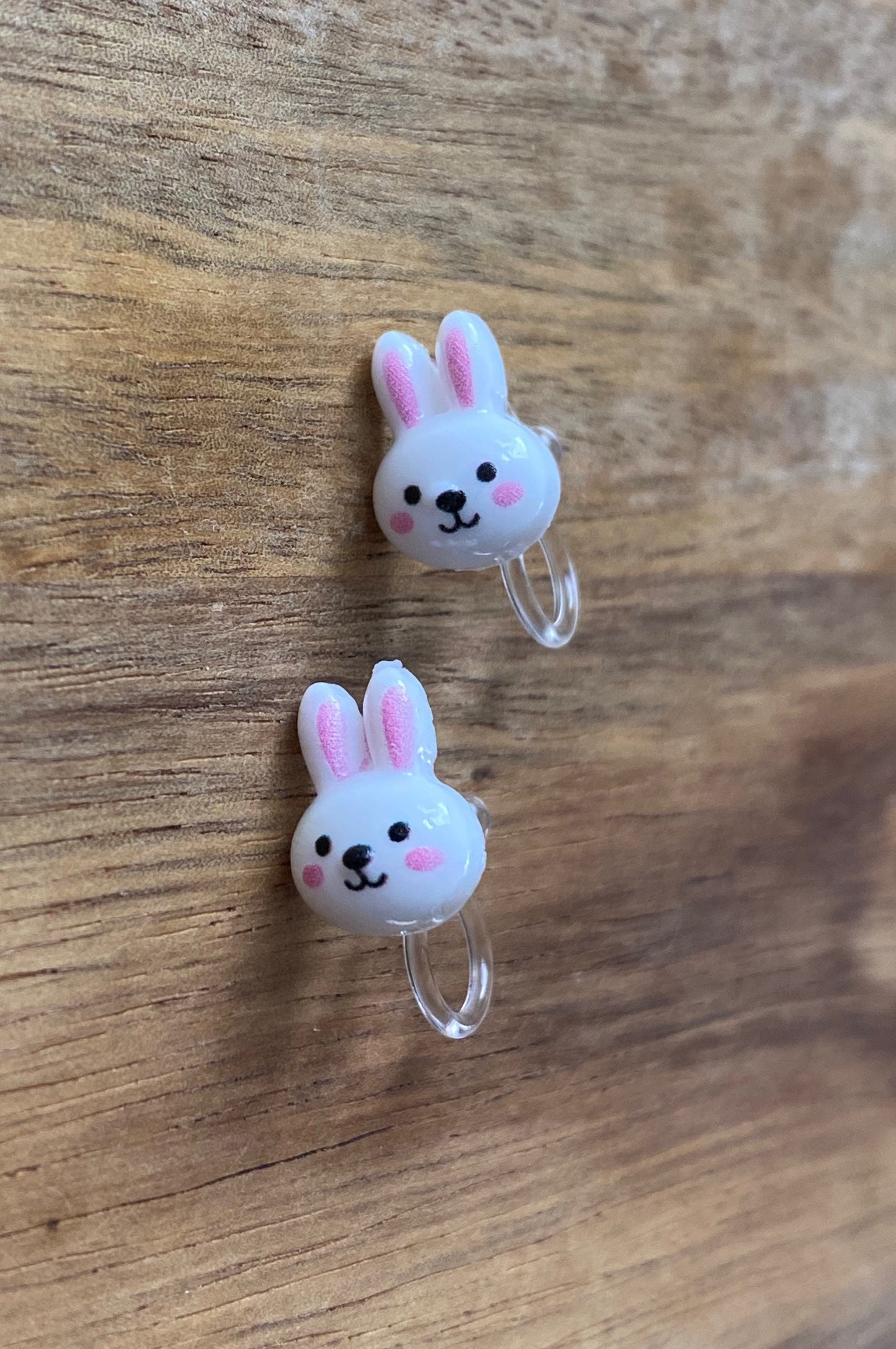 tiniest bunny rabbit clip on earrings, invisible clip on earrings