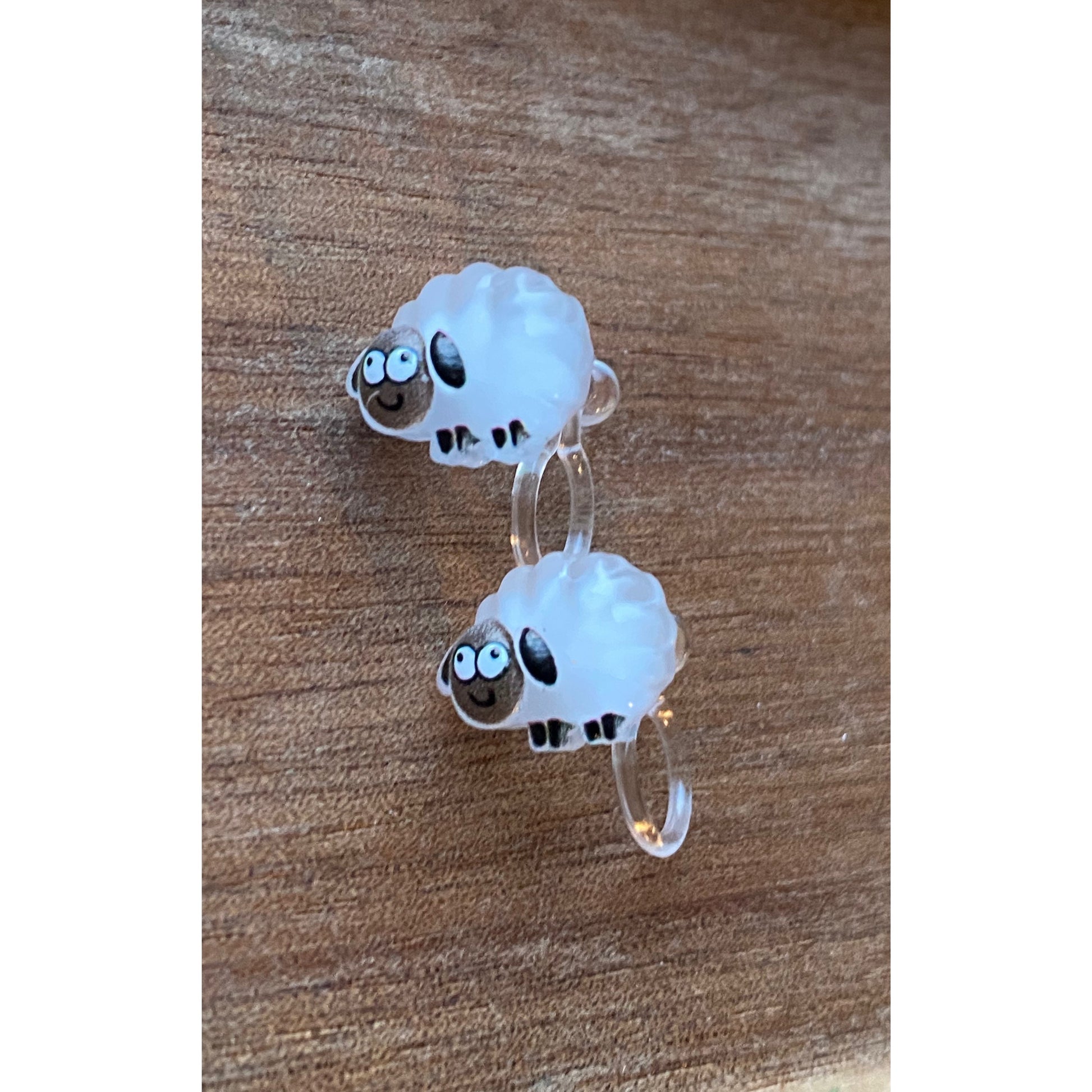 tiny sheep clip on earrings, invisible clip on earrings