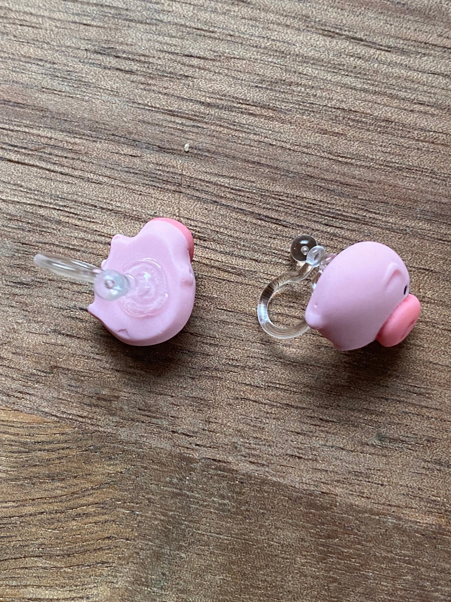 Kawaii clip on earrings, Tiniest little piglet invisible clip on earrings, pig earrings for unpierced ears