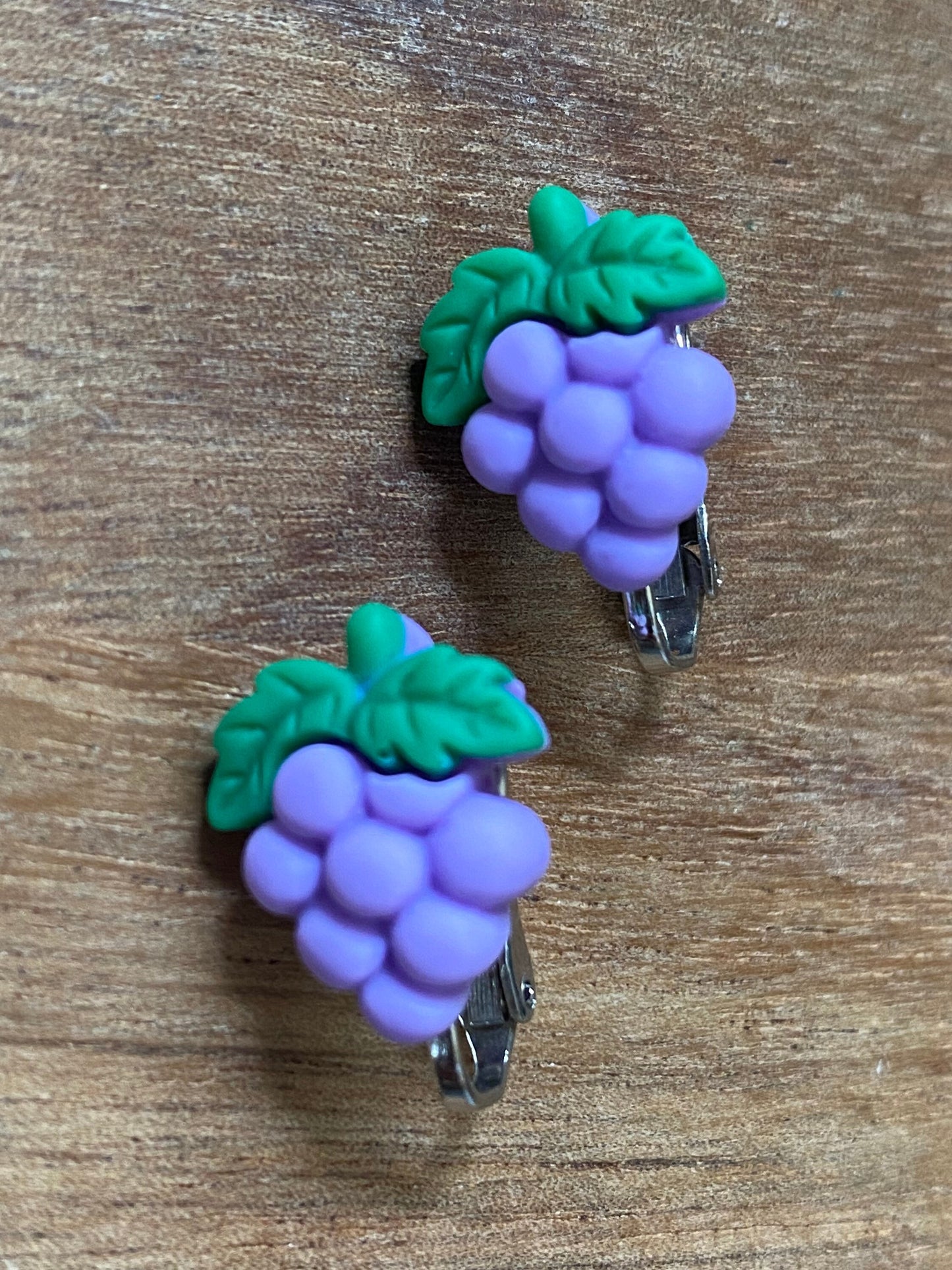 tiny grape clip on earrings