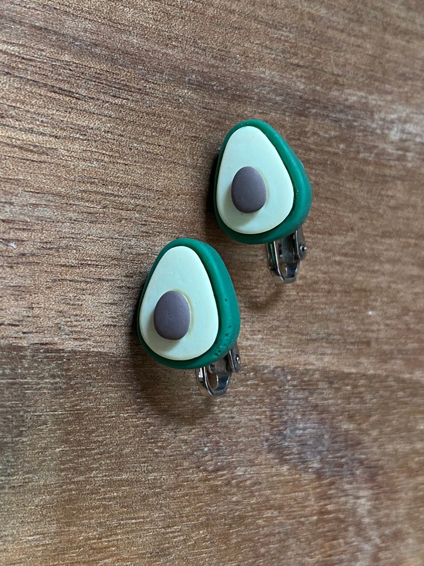 tiny avacado clip on earrings