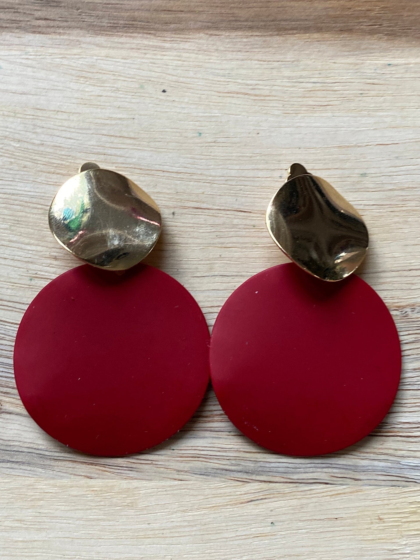 Yellow/red and brown or brown drop clip on earrings