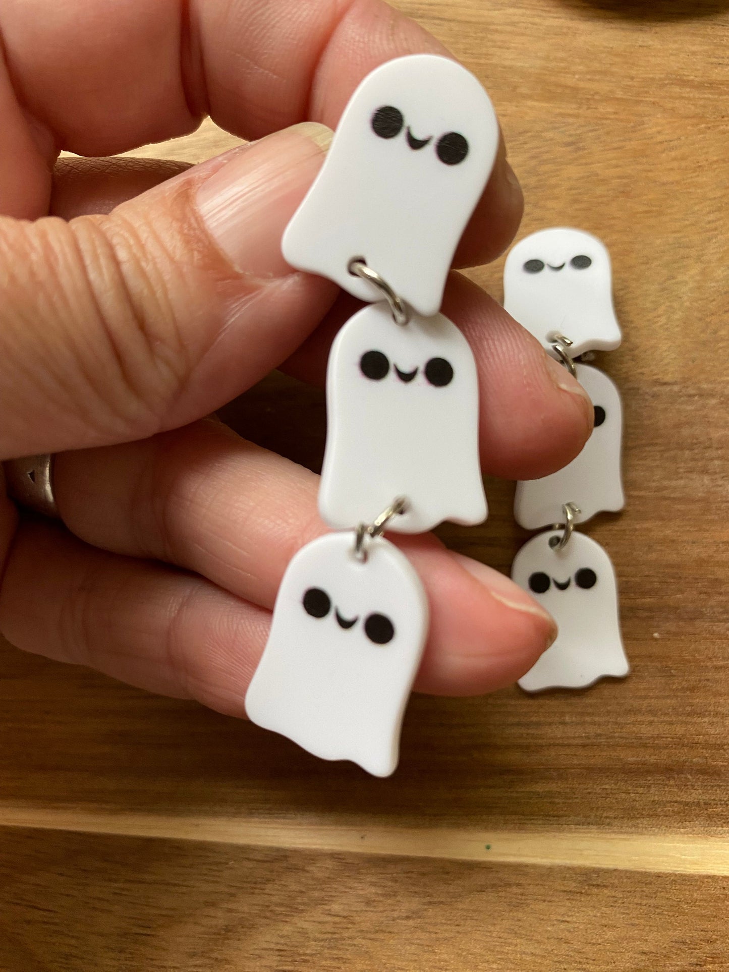 Dangling Ghost Halloween clip on earrings