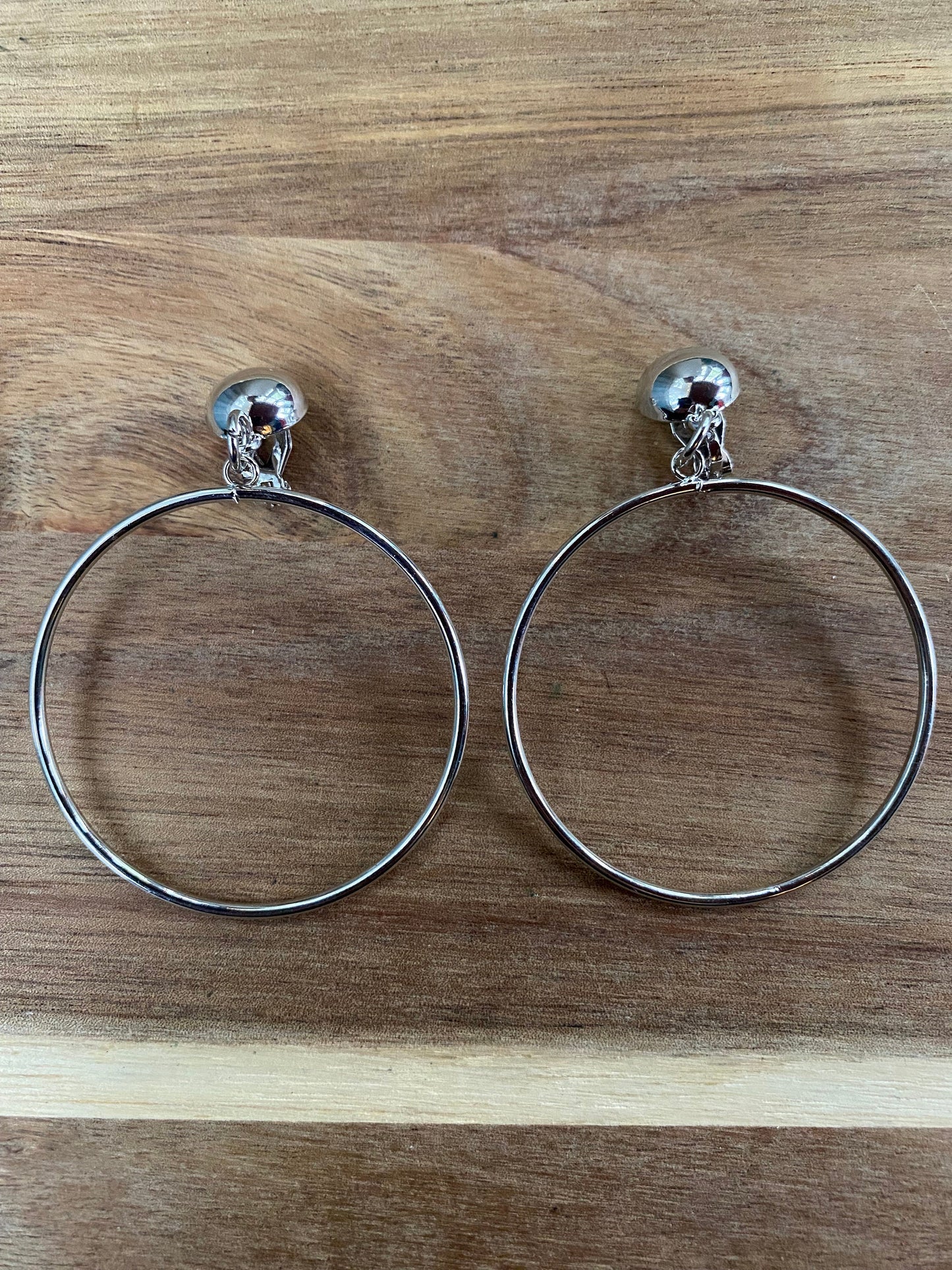 Perfect Dangling hoop clip on earrings in gold or silver (screwback OR clip on)