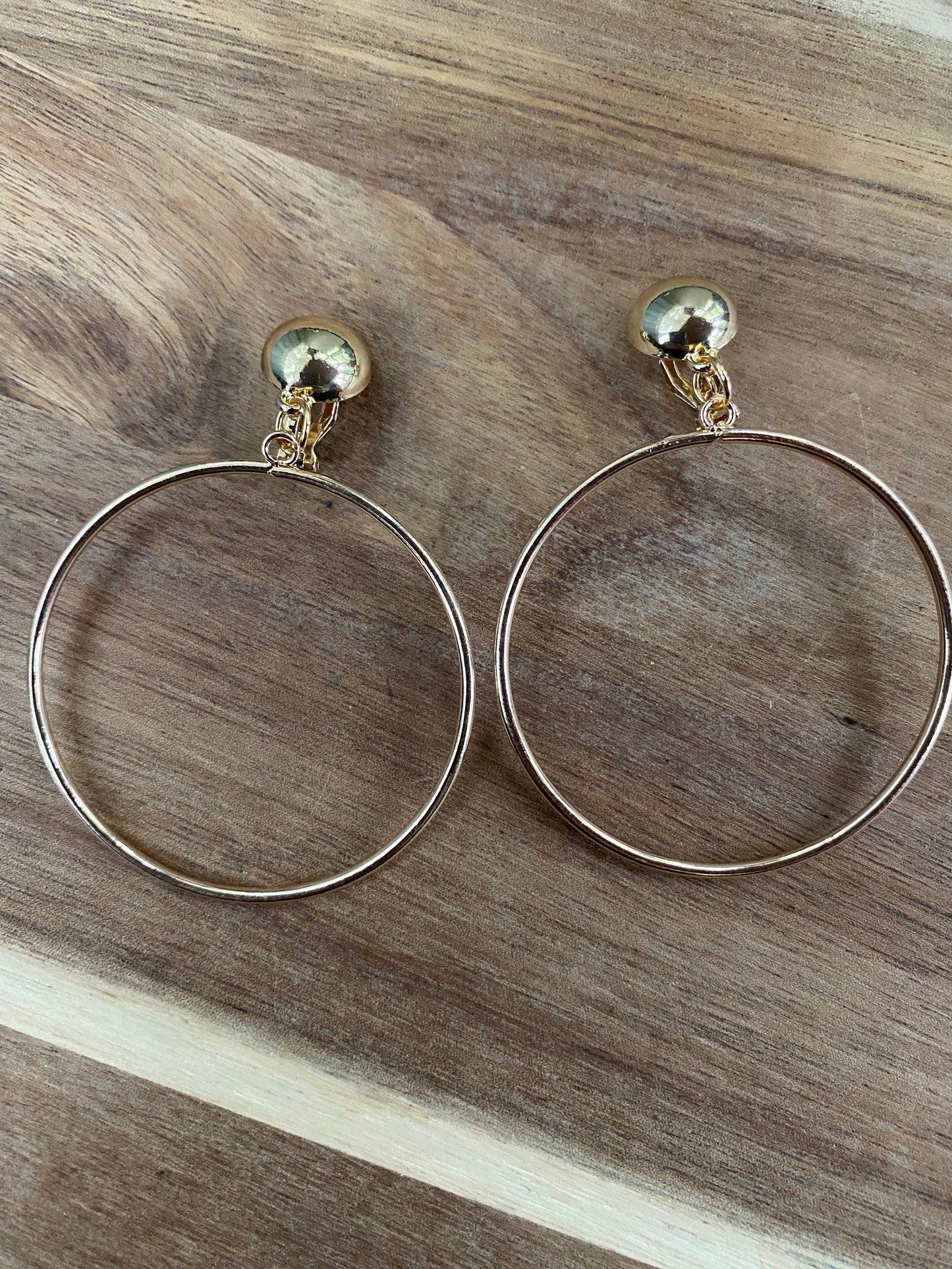 Perfect Dangling hoop clip on earrings in gold or silver (screwback OR clip on)