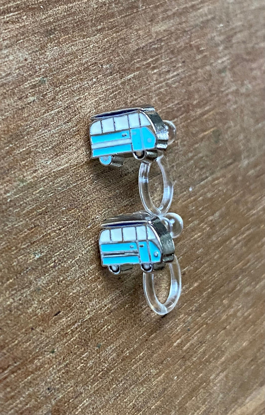 tiniest little bus clip on earrings, invisible clip on earrings