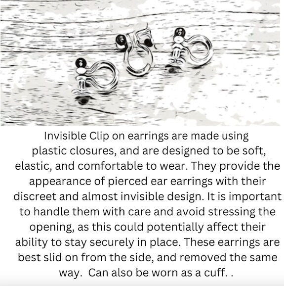 Dangling invisible clip on earrings (no piercing no pierce) with silver or gold cloud pendants