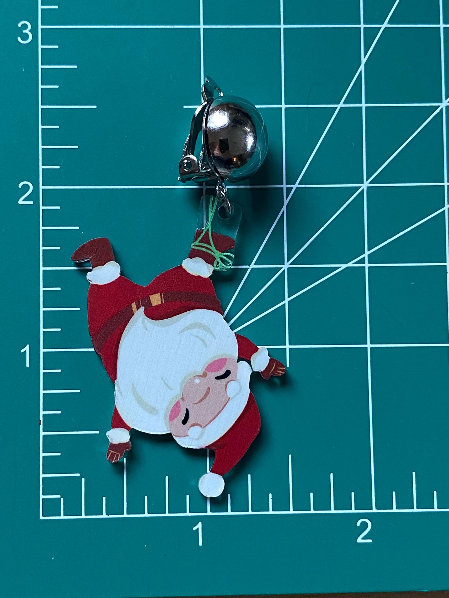 Dangling clip on Christmas Santa earrings