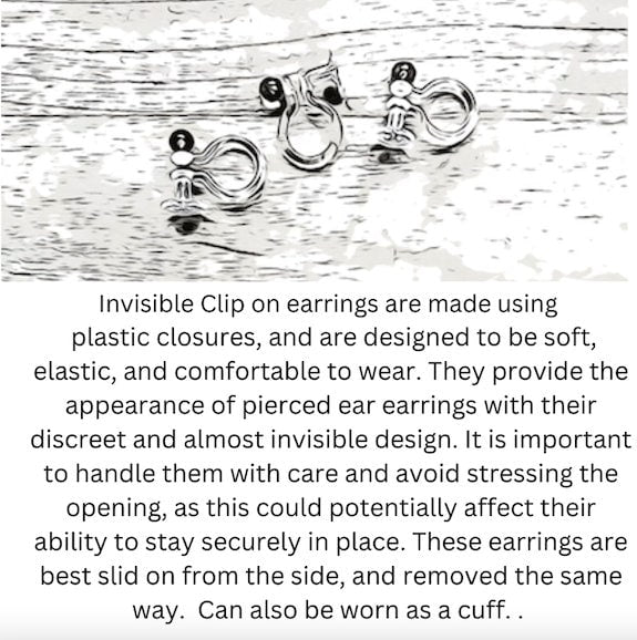 Tiniest little faux diamond invisible clip on earrings, tiny diamond-shaped stud ear clips