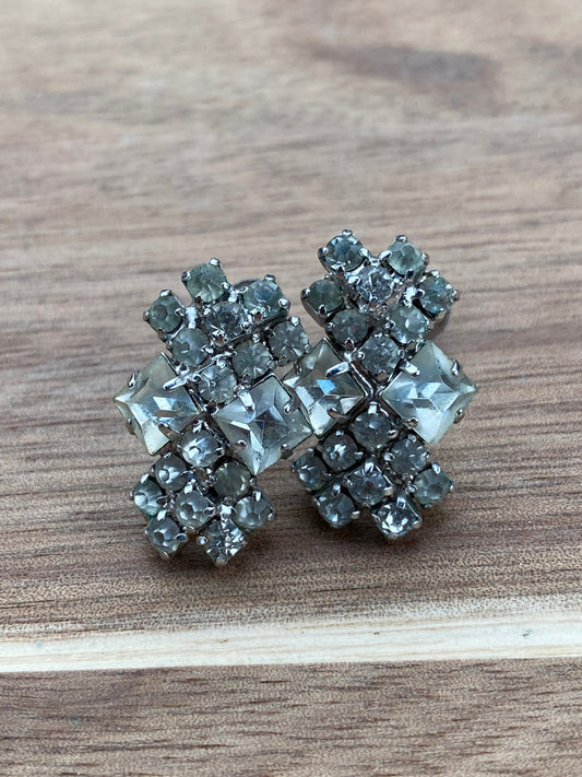 clear screwback rhinestone earrings