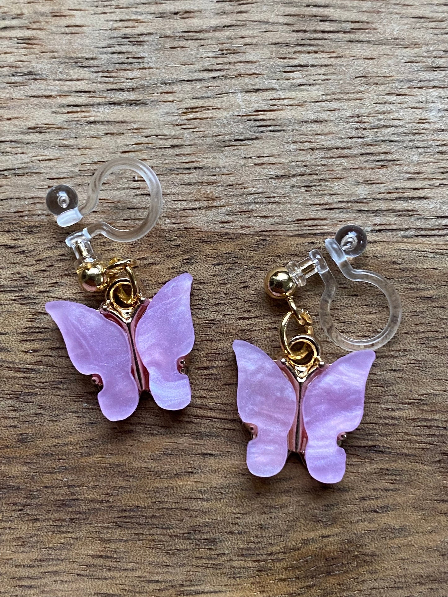 Tiny butterfly invisible clip on earrings, dainty butterfly no pierce earrings for unpierced ears