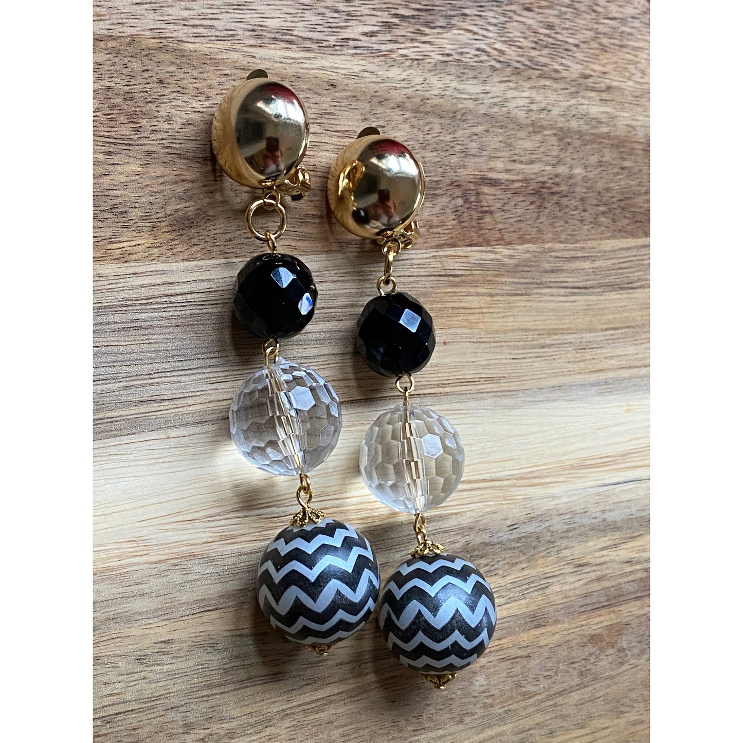 Handmade Dangling beaded boho clip on earrings